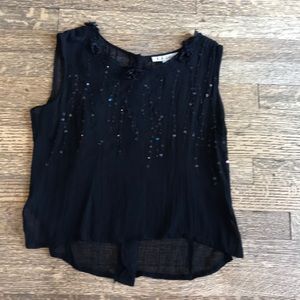 Pretty Karavan black sheer top with sequins